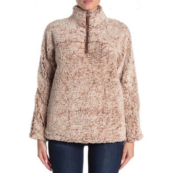 ✨SALE✨Elodie Sherpa Teddy Quarter Zip Sweatshirt - Size Medium - Picture 1 of 6